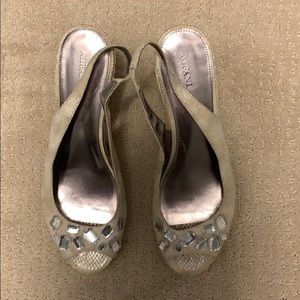 Jewel tan leather wedge sandal